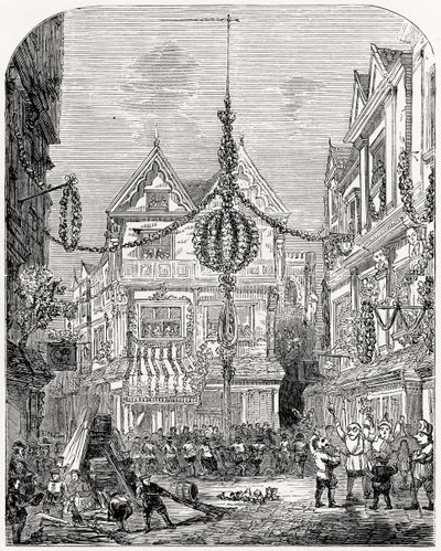 حالات ابتهاج بشأن ترميم تشارلز الثاني (1630-1685) مايو 1660 بواسطة مدرسة اللغة الإنجليزية